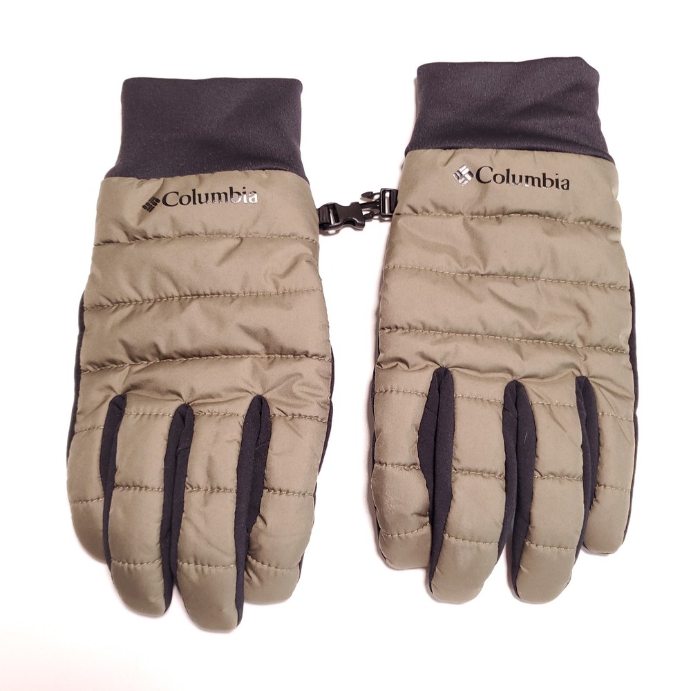 COLUMBIA Powder Lite II Mens Large Omni Heat Insulated Stone Green/Black Gloves